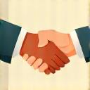Icon of two hands shaking, symbolising partnership.